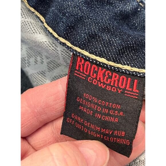 Rock & Roll Cowboy Mens 36x36 Blue Double Barrel Straight Relaxed Fit Denim Jean - Picture 3 of 8